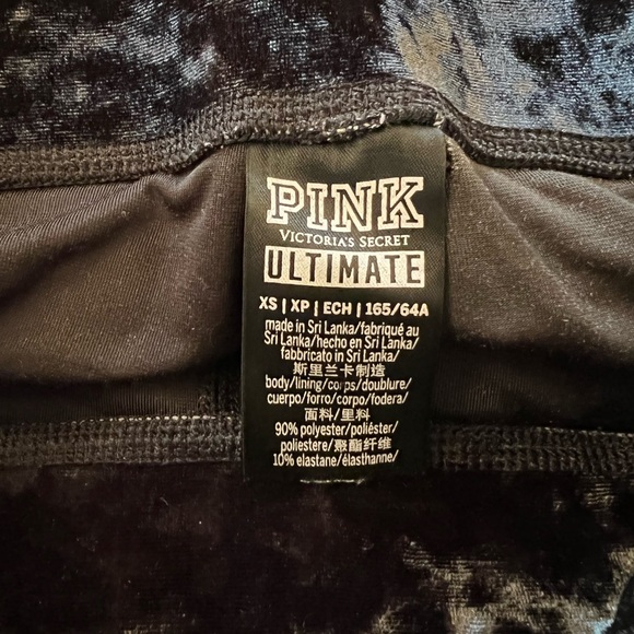 Victorias Secret PINK Ultimate Yoga Flat Leggings Velour Velvet Black - Picture 4 of 4